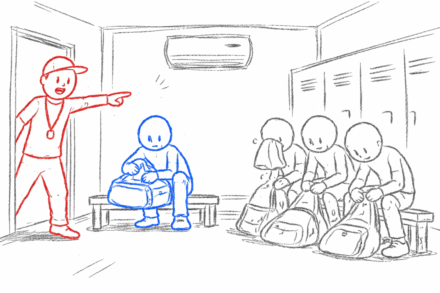 Example storyboard frame for a dialogue scene