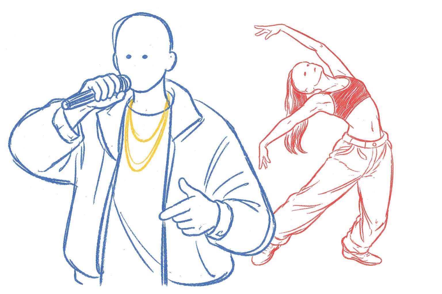 Storyboard frame of a dancer synced to music beats